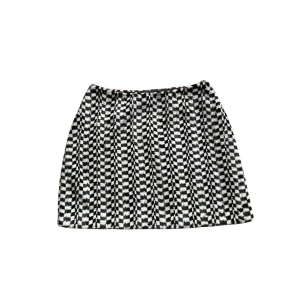 ANNA SUI Vintage USA Faux Fur Mini Skirt Womens Size 2 Black Modacrylic Y2K